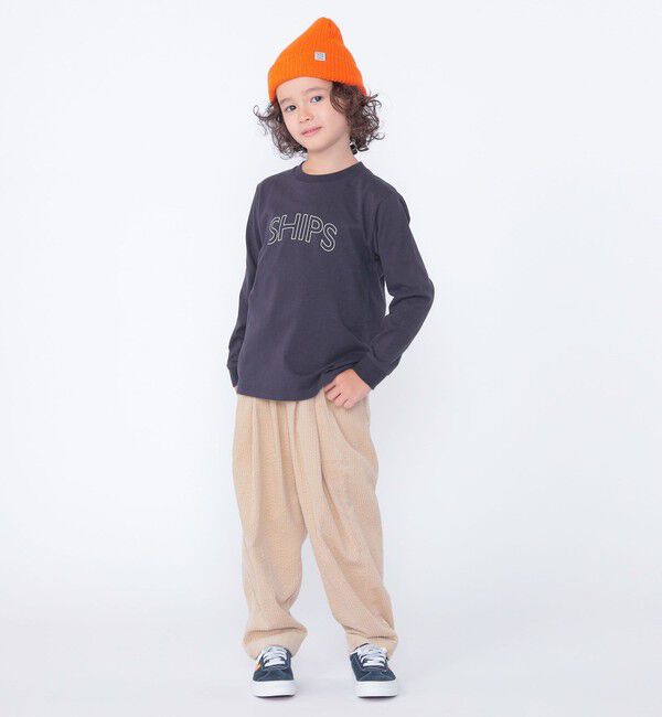 SHIPS KIDS「 【WEB限定】SHIPS KIDS:100～160cm / SHIPS ラウンド プリント ロゴ ロングスリーブ Tシャツ」|Tシャツ・カットソー|