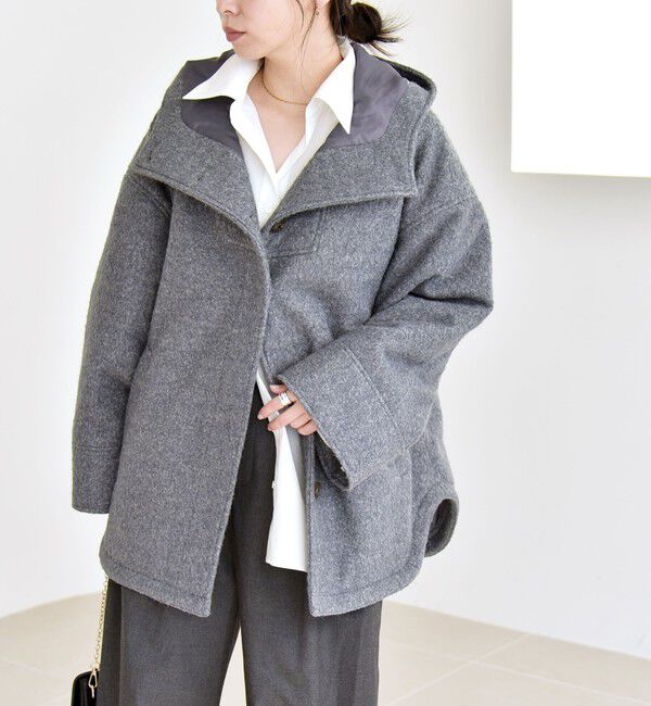 quaranciel「quaranciel: スタンドカラー フーデット ミディ コート」|その他|