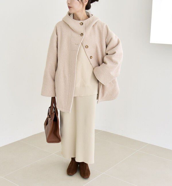 quaranciel「quaranciel: スタンドカラー フーデット ミディ コート」|その他|