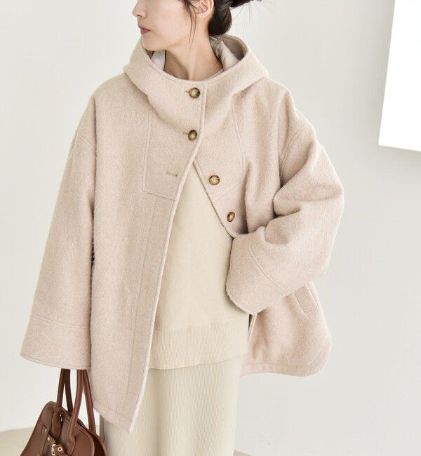 quaranciel「quaranciel: スタンドカラー フーデット ミディ コート」|その他|