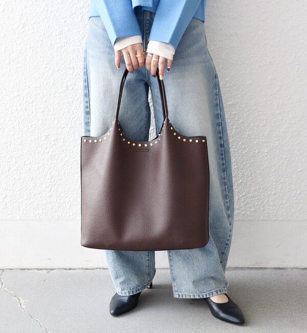 SHIPS any「【WEB限定】SHIPS any: ポーチ付き スタッズ A4 トート バッグ」|トートバッグ|