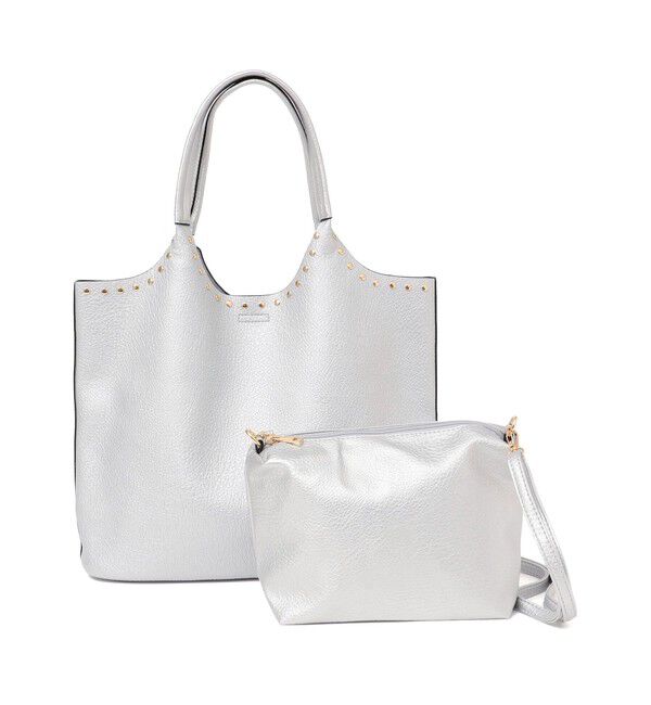 SHIPS any「【WEB限定】SHIPS any: ポーチ付き スタッズ A4 トート バッグ」|トートバッグ|