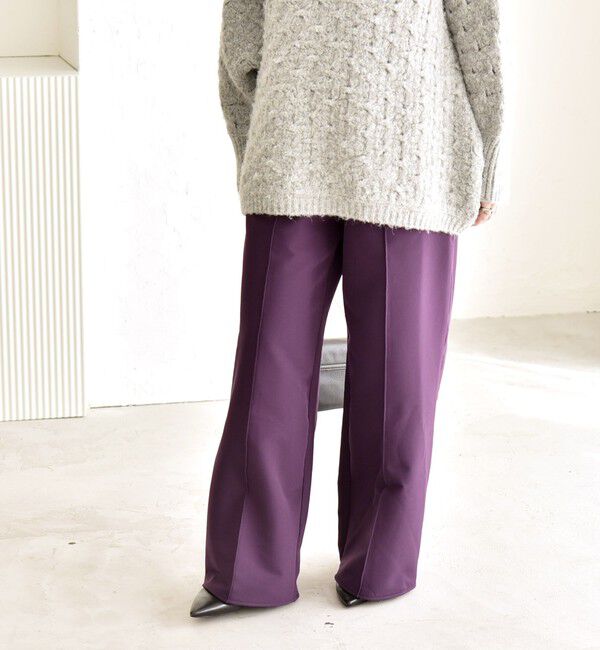 quaranciel「quaranciel:〈洗濯機可能〉ピンタック ウォーム ワイド パンツ」|その他|パープル