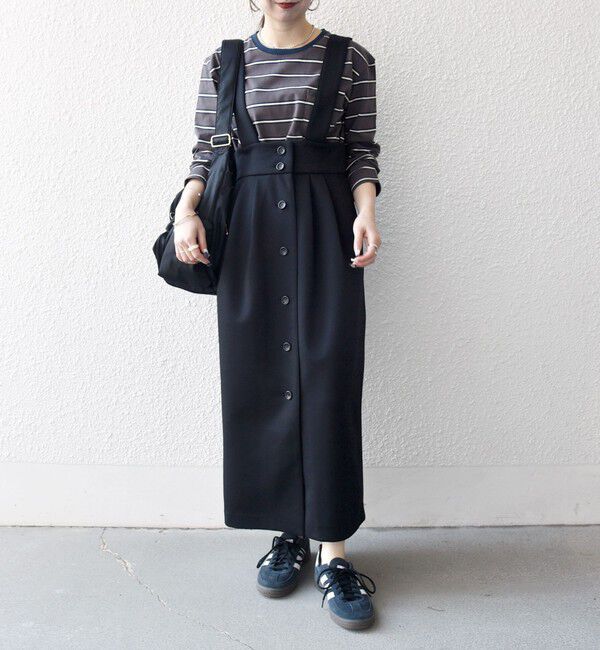 SHIPS any「SHIPS any:〈洗濯機可能〉ジャージー ハイウエスト Iライン ジャンパースカート」|ジャンパースカート|