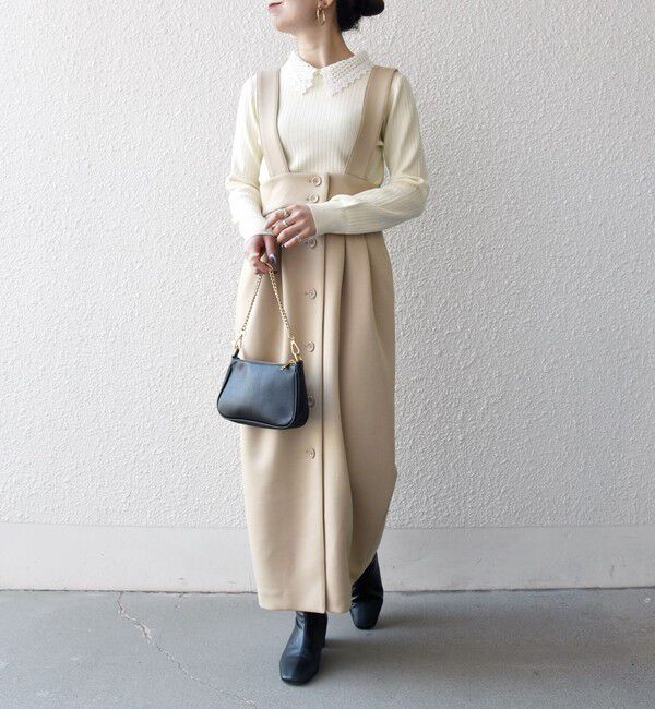 SHIPS any「SHIPS any:〈洗濯機可能〉ジャージー ハイウエスト Iライン ジャンパースカート」|ジャンパースカート|