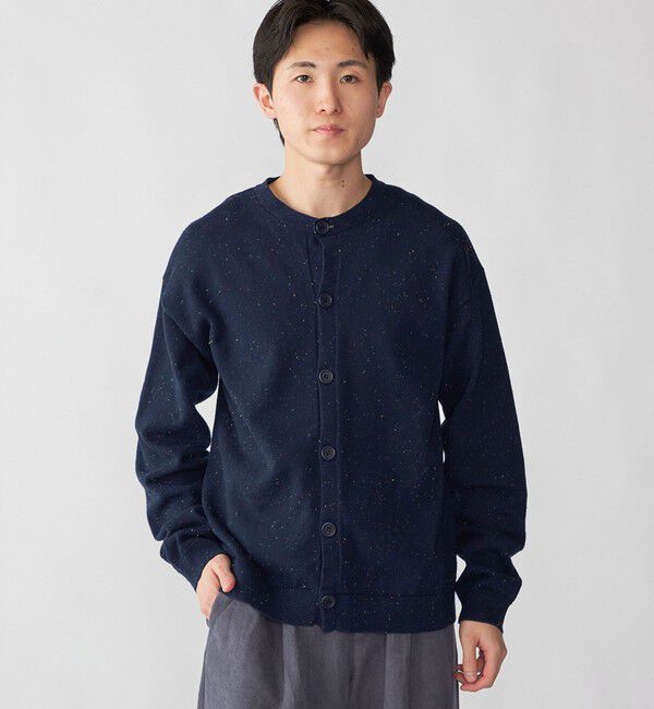 SHIPS「City Ambient Products: カラー ネップ クルーネック カーディガン」|カーディガン|ネイビー