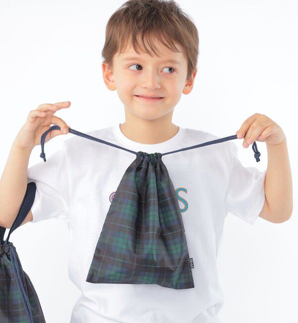 SHIPS KIDS「SHIPS KIDS:オリジナル タータンチェック 巾着 バッグ 2点セット」|エコバッグ|