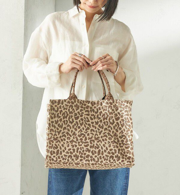 SHIPS for women「《予約》【SHIPS別注】BINDU: レオパード ジャカード トート バッグ」|トートバッグ|ベージュ