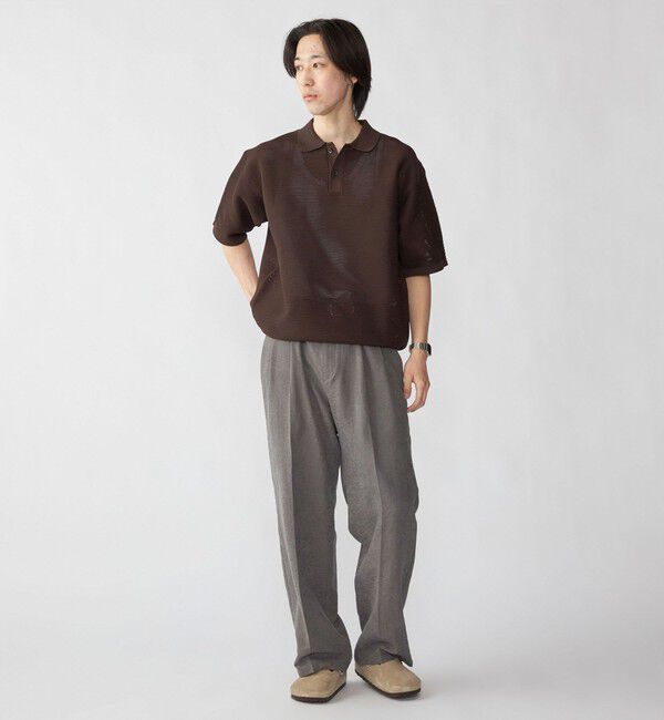 SHIPS「City Ambient Products: ポリエステル メッシュ ニット ショートスリーブ ポロ」|ニット・セーター|