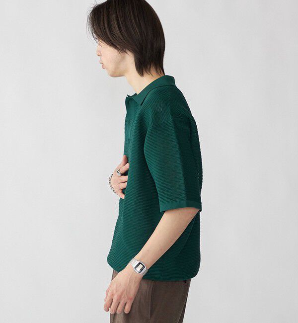 SHIPS「City Ambient Products: ポリエステル メッシュ ニット ショートスリーブ ポロ」|ニット・セーター|