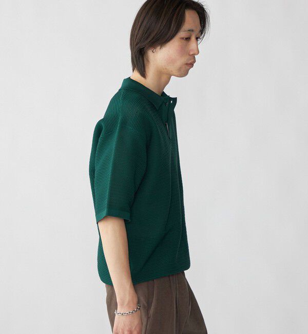 SHIPS「City Ambient Products: ポリエステル メッシュ ニット ショートスリーブ ポロ」|ニット・セーター|