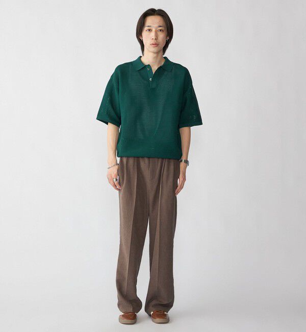 SHIPS「City Ambient Products: ポリエステル メッシュ ニット ショートスリーブ ポロ」|ニット・セーター|