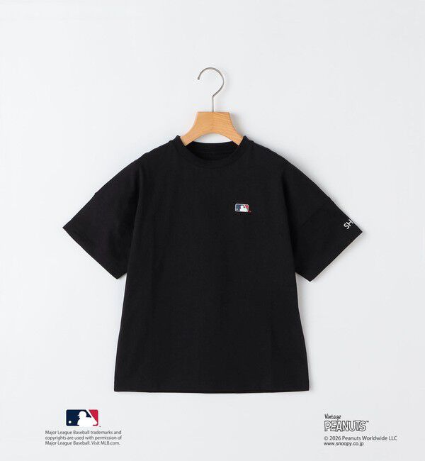 SHIPS KIDS「SHIPS KIDS:85～95cm/ PEANUTS&times;MLB プリント Tシャツ」|Tシャツ・カットソー|ブラック