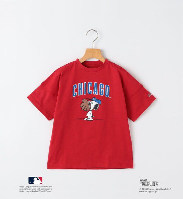 SHIPS KIDS「SHIPS KIDS:85～95cm/ PEANUTS&times;MLB プリント Tシャツ」|Tシャツ・カットソー|レッド