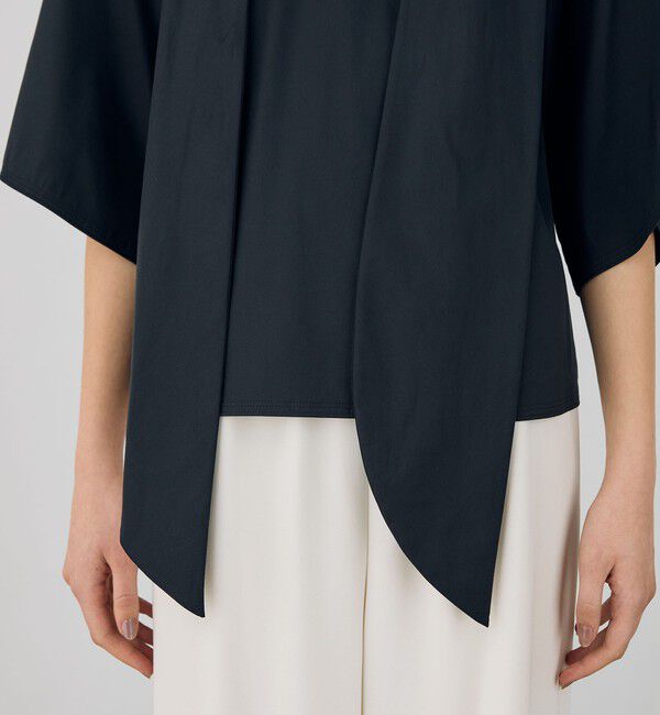 DES PRES「コットンストレッチポプリン タイブラウス」|シャツ・ブラウス|