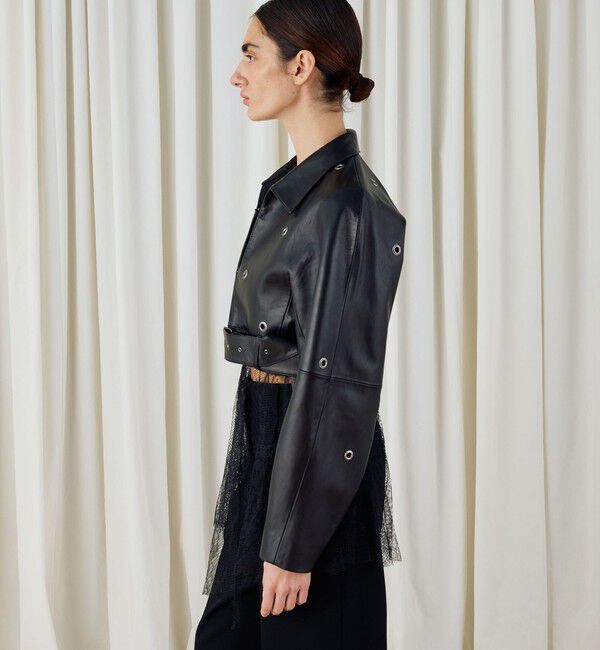 DES PRES「ラムレザーアイレット クロップドブルゾン」|ライダースジャケット|