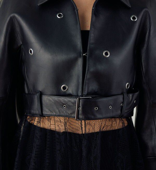 DES PRES「ラムレザーアイレット クロップドブルゾン」|ライダースジャケット|