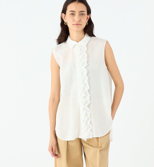 MACPHEE「テンセルリヨセルローン フロントフリルブラウス」|シャツ・ブラウス|