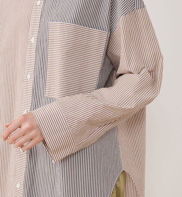 GALERIE VIE「ワッシャーコットンポプリン ストライプコンビシャツ」|シャツ・ブラウス|