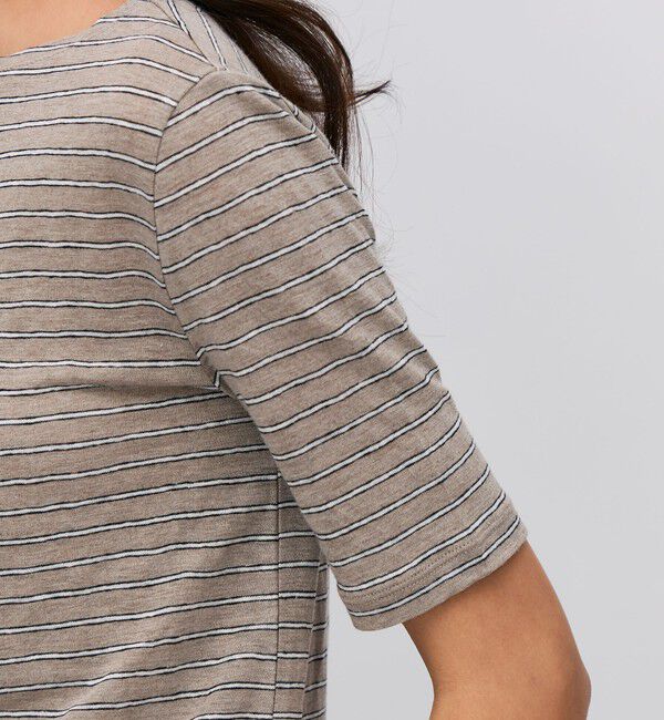 BACCA「リネンボーダー ハーフスリーブTシャツ」|Tシャツ・カットソー|