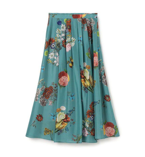CABaN「シルク BOUQUETプリント フレアスカート」|スカート|62 ライトブルー系