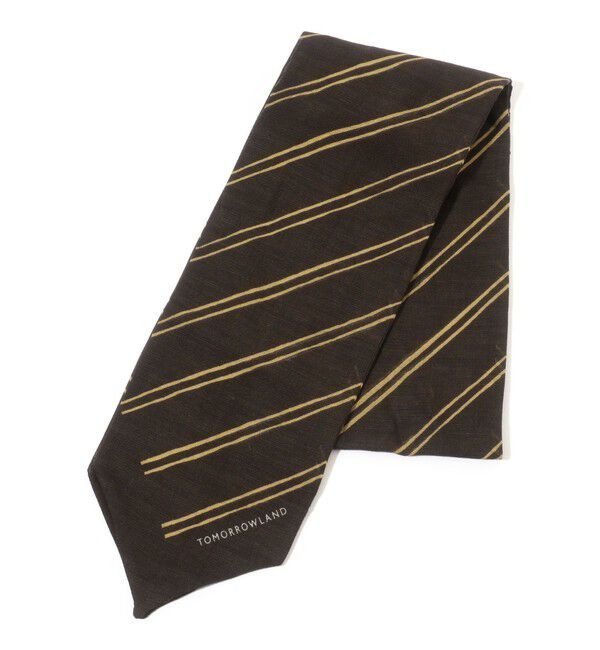 TOMORROWLAND GOODS「TOMORROWLAND コットンリネンシルク ストライプスカーフ」|バンダナ・スカーフ|18 ブラック系