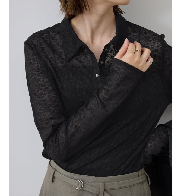 SLOBE IENA「レースエリツキロンT」|Tシャツ・カットソー|ブラック