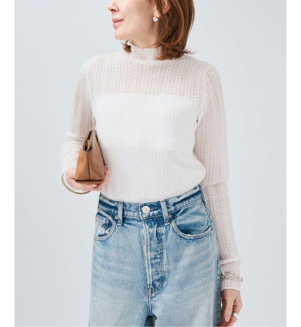 VERMEIL par iena「レースニット ハイネックロングスリーブプルオーバー」|ニット・セーター|