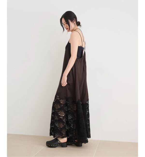 IENA LA BOUCLE「IENA LA BOUCLE R/Lサテンレースコンビキャミドレ」|ワンピース|