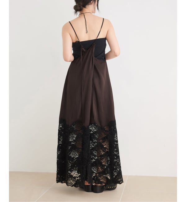 IENA LA BOUCLE「IENA LA BOUCLE R/Lサテンレースコンビキャミドレ」|ワンピース|