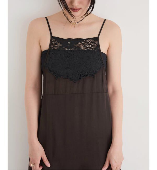 IENA LA BOUCLE「IENA LA BOUCLE R/Lサテンレースコンビキャミドレ」|ワンピース|