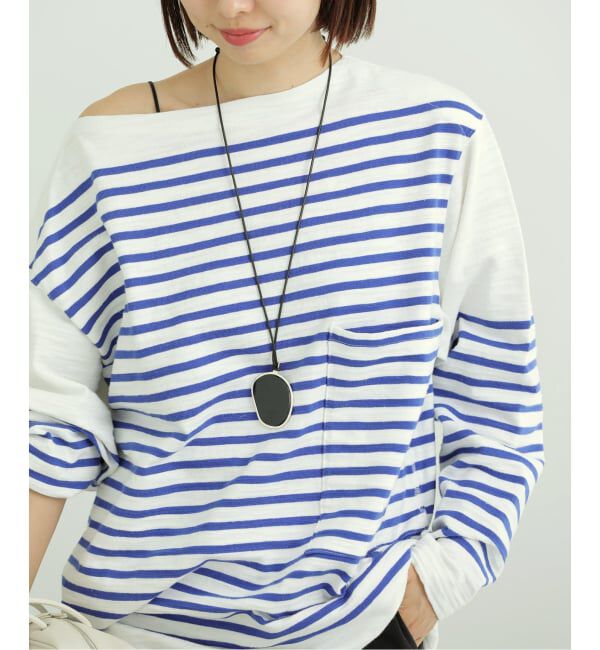 IENA「TOURNON/トゥルノン BASQUE BORDER Tシャツ 26SCS028」|Tシャツ・カットソー|ブルー A