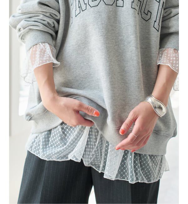 Spick and Span「《追加4》チュールドットチュニックプルオーバー」|Tシャツ・カットソー|