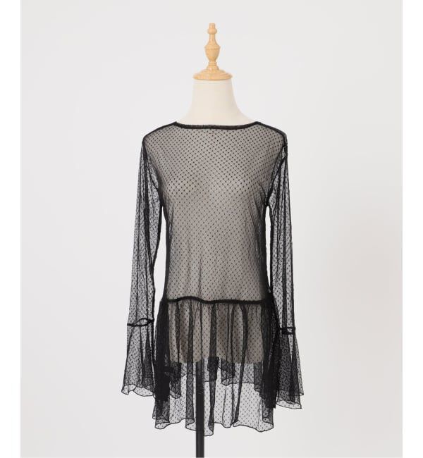 Spick and Span「《追加4》チュールドットチュニックプルオーバー」|Tシャツ・カットソー|