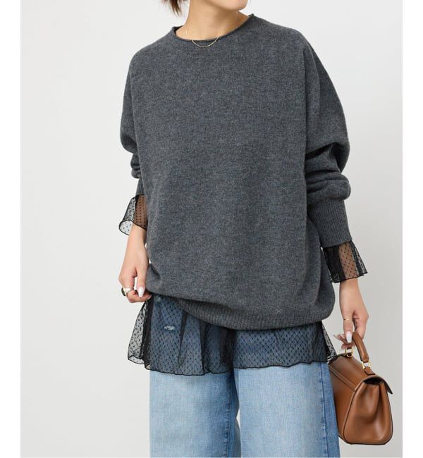 Spick and Span「《追加4》チュールドットチュニックプルオーバー」|Tシャツ・カットソー|