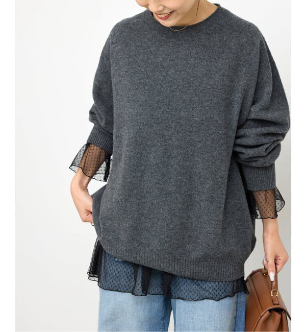 Spick and Span「《追加4》チュールドットチュニックプルオーバー」|Tシャツ・カットソー|