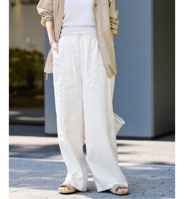 FRAMeWORK「LI/Washiヘリンボーンイージーパンツ」|スラックス|