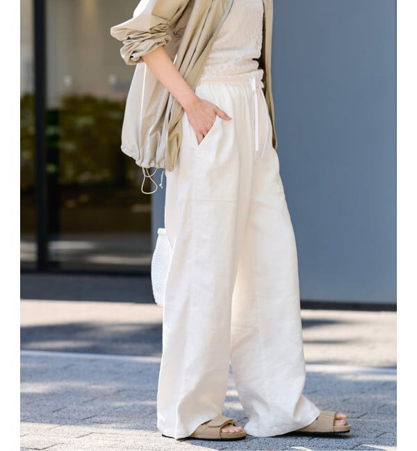 FRAMeWORK「LI/Washiヘリンボーンイージーパンツ」|スラックス|