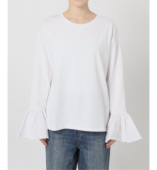 Spick and Span「《追加予約》フリルスリーブクルーネックTEE」|Tシャツ・カットソー|