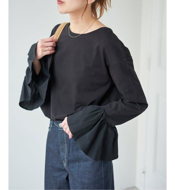 Spick and Span「《追加予約》フリルスリーブクルーネックTEE」|Tシャツ・カットソー|