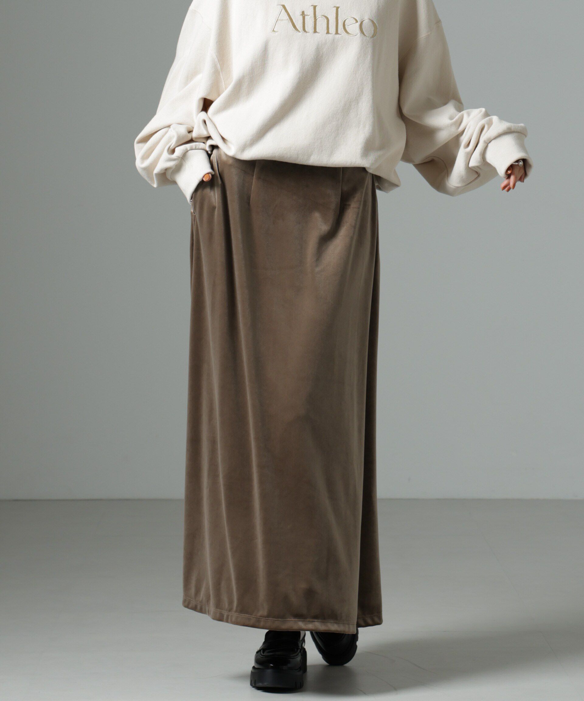 nano･universe「ベロアロングスカート」|スカート|