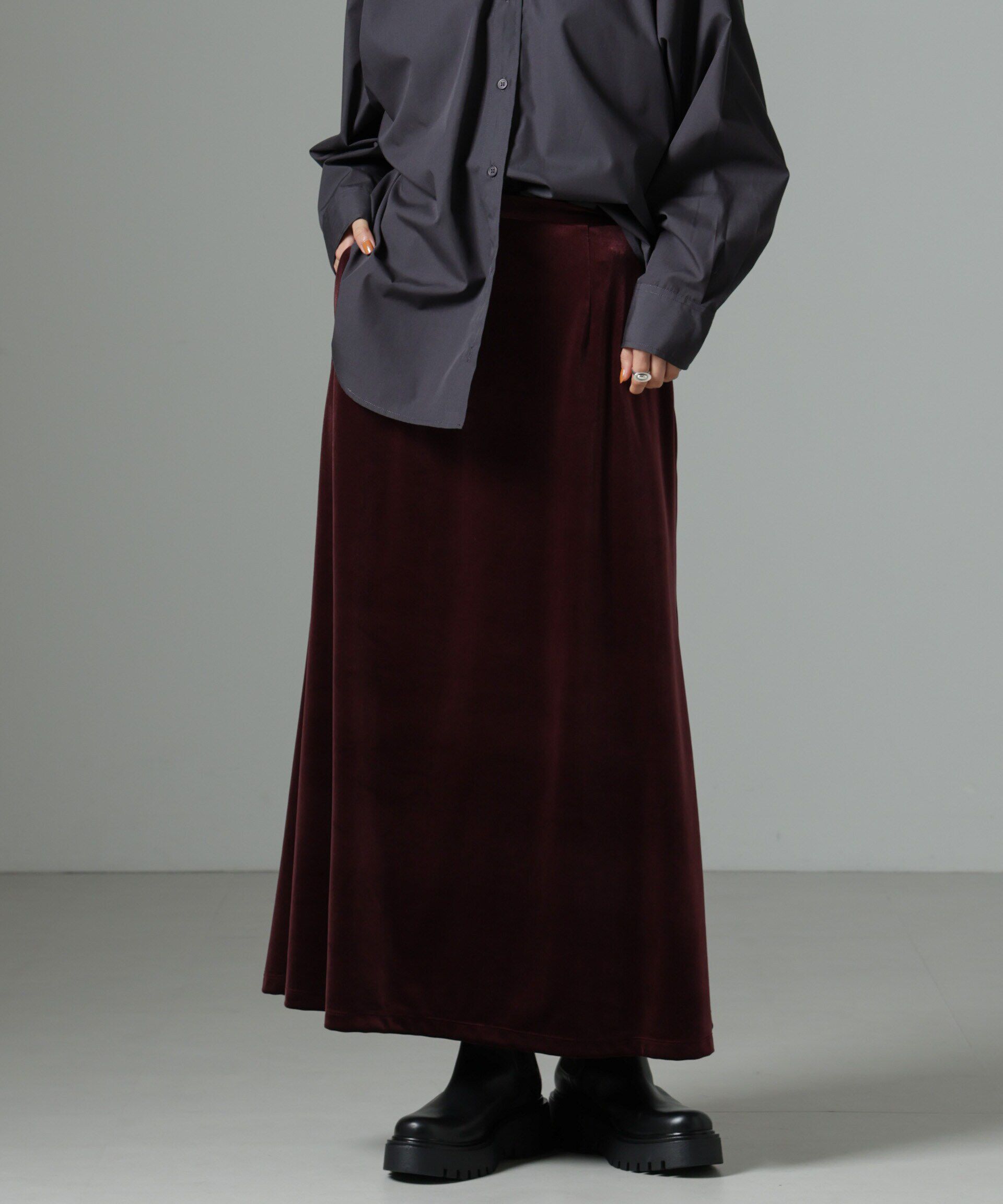 nano･universe「ベロアロングスカート」|スカート|