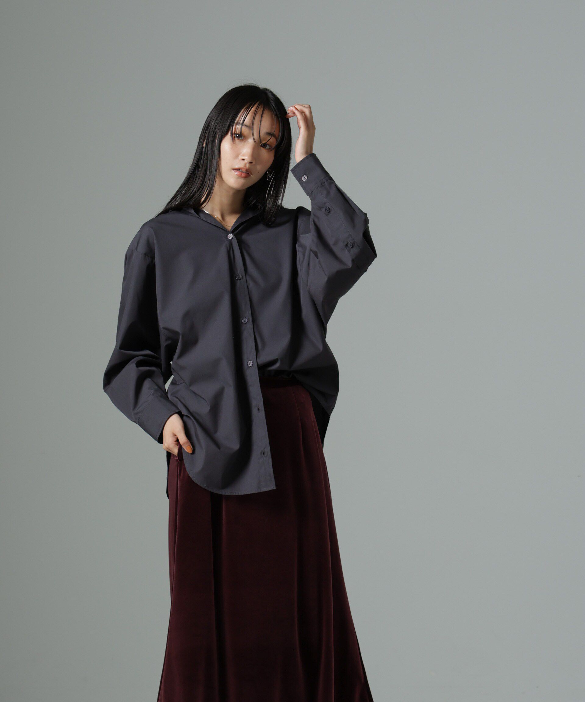 nano･universe「ベロアロングスカート」|スカート|