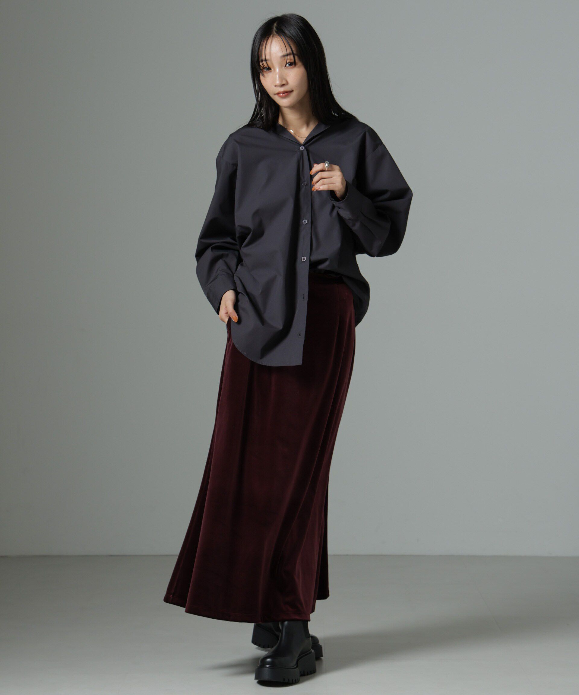 nano･universe「ベロアロングスカート」|スカート|