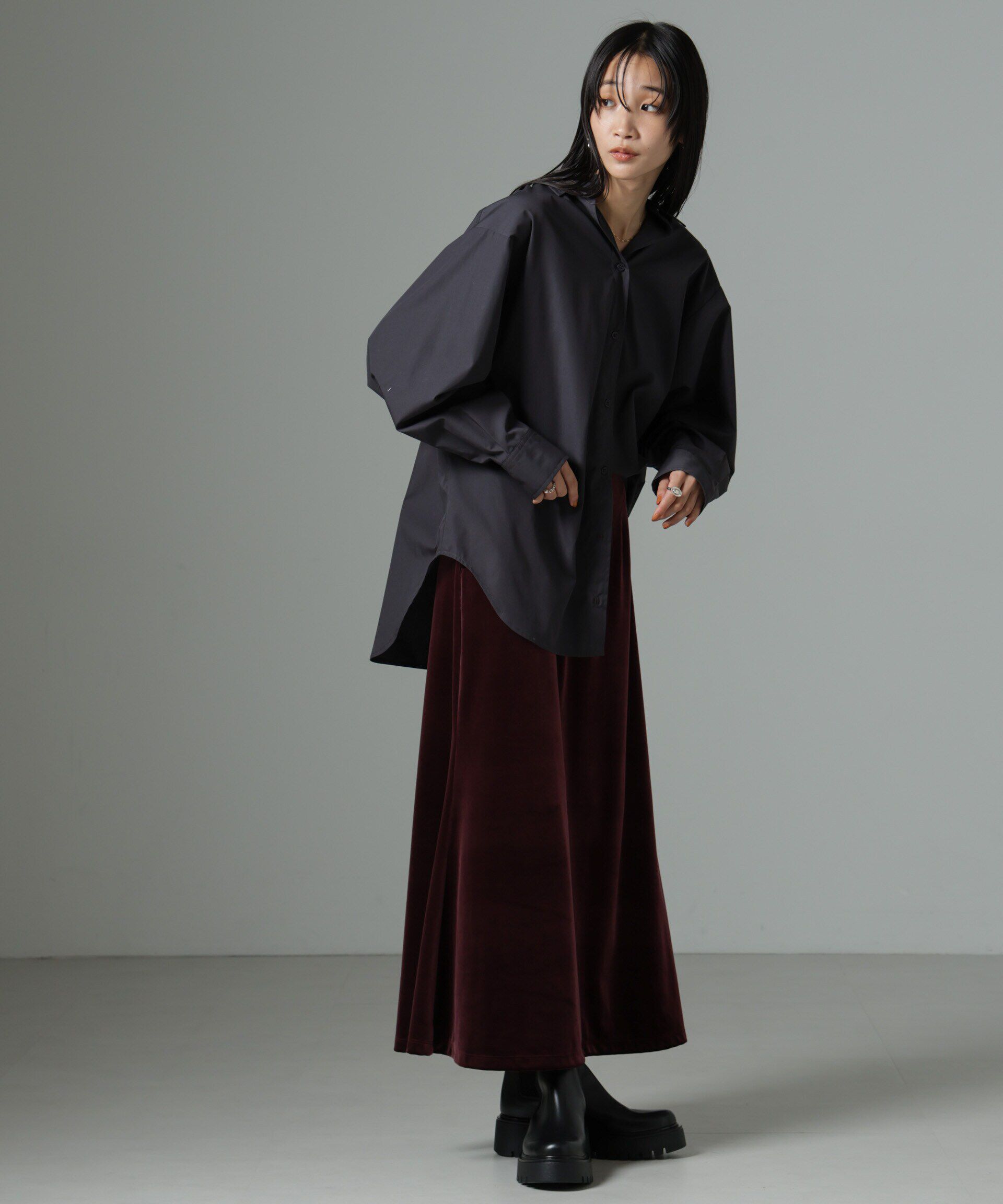 nano･universe「ベロアロングスカート」|スカート|