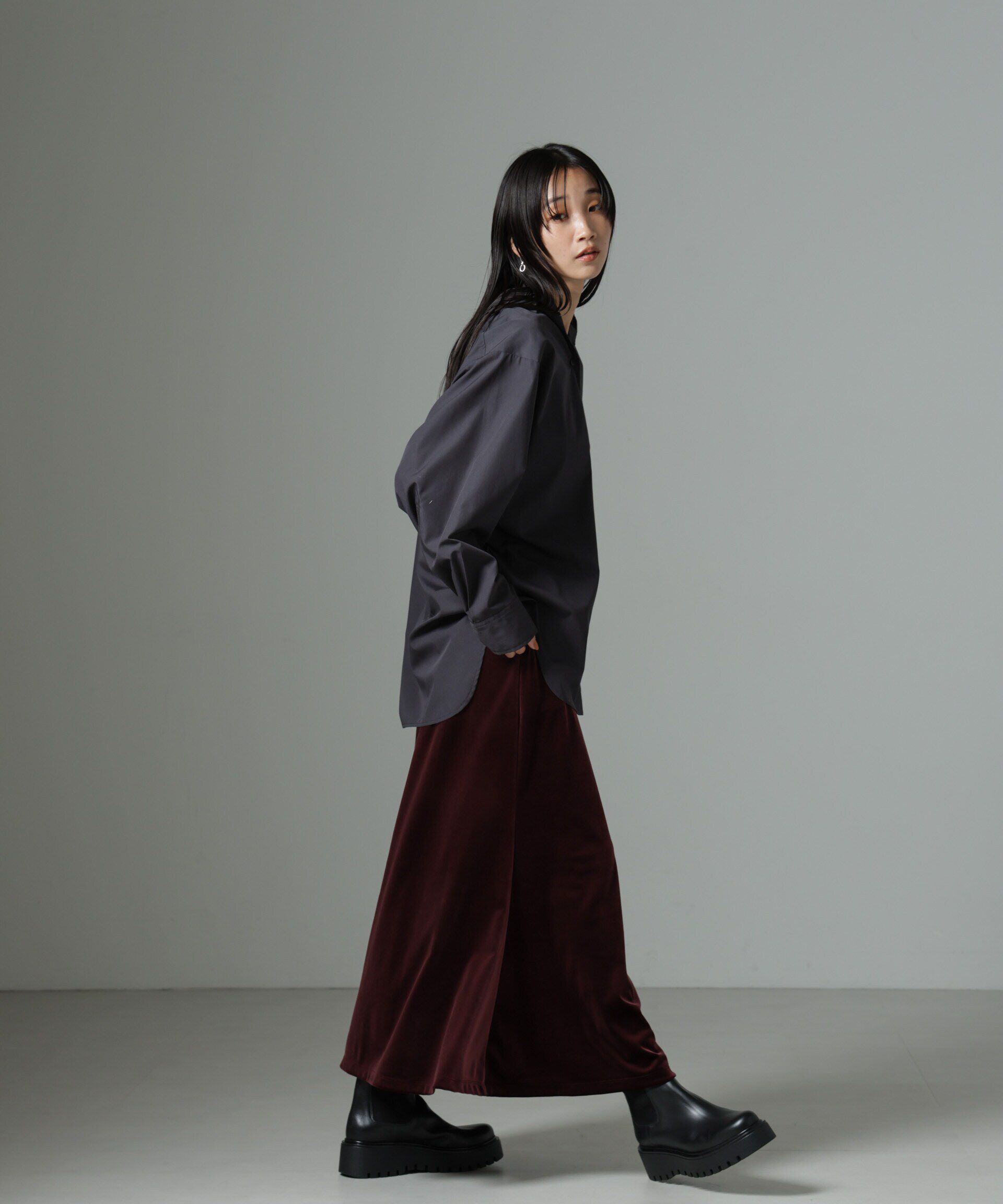 nano･universe「ベロアロングスカート」|スカート|