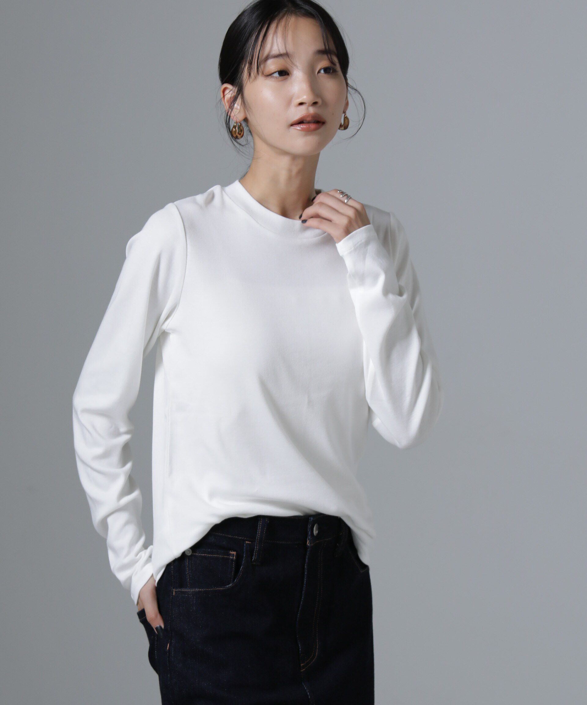 nano･universe「ジンジャー吸湿発熱抗菌防臭クルーネックカットソー」|Tシャツ・カットソー|