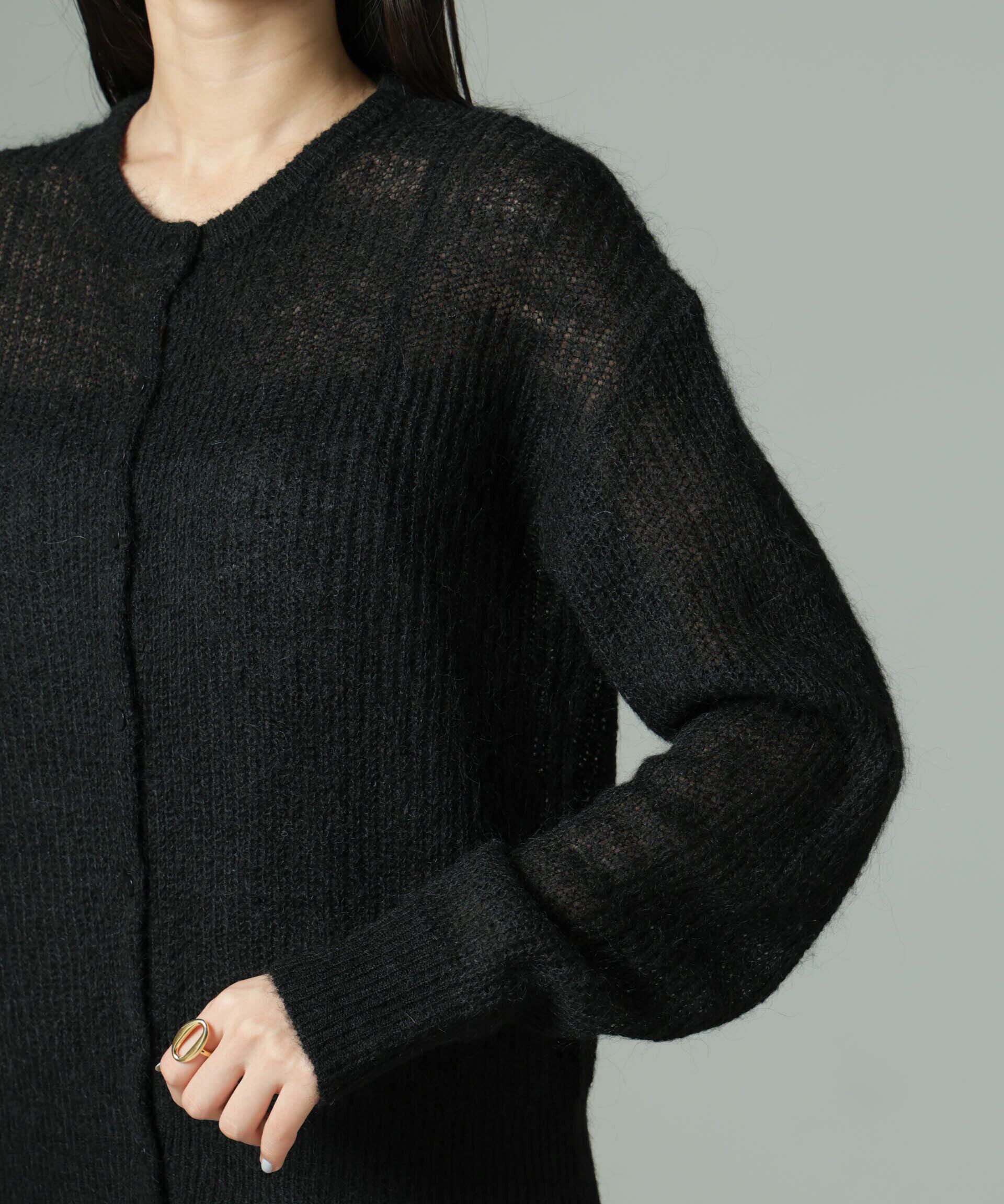 nano･universe「モヘヤ混クルーネックニットカーディガン(セットアップ可)」|ニット・セーター|