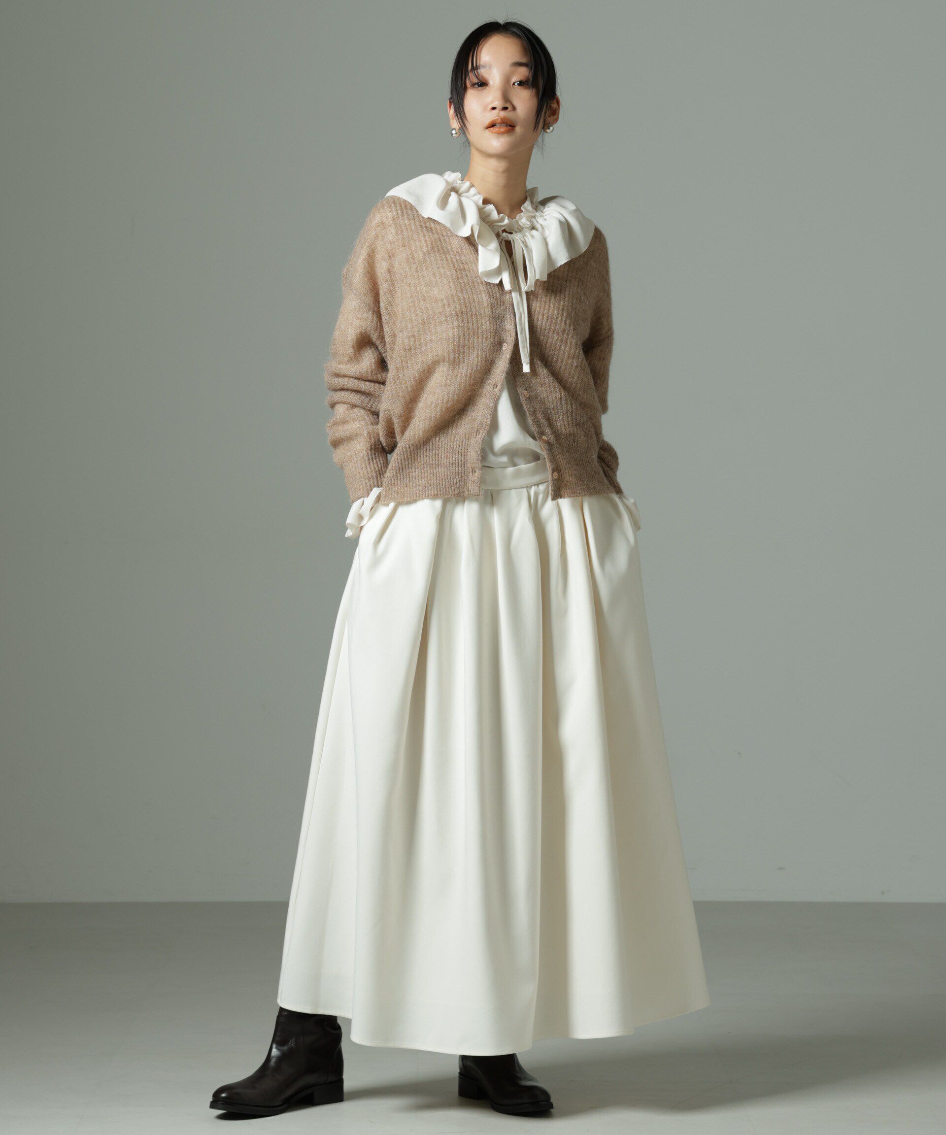 nano･universe「モヘヤ混クルーネックニットカーディガン(セットアップ可)」|ニット・セーター|