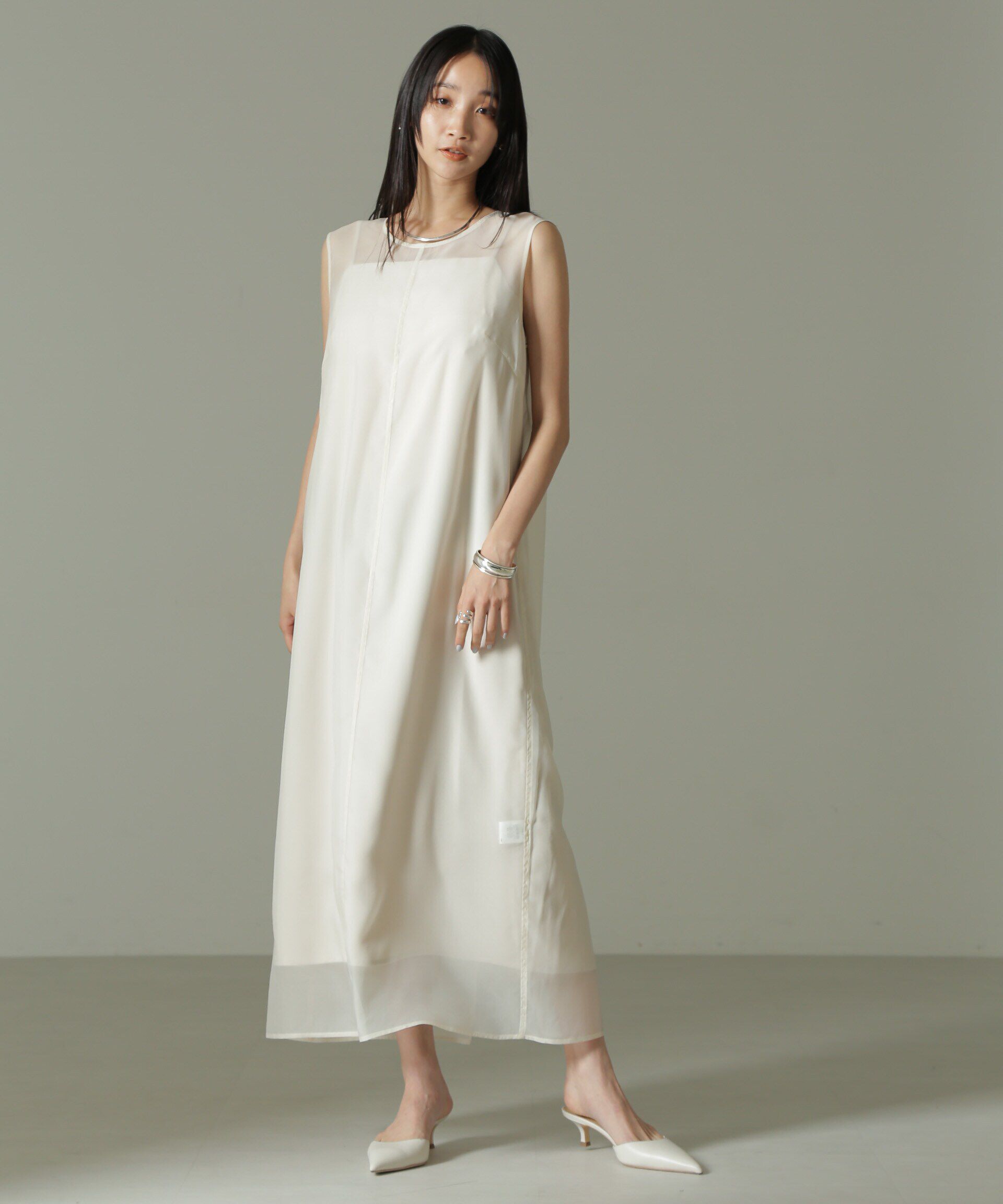 nano･universe「シアードレス&キャミソールワンピースセット」|ワンピース|ベージュ